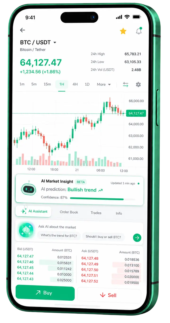 Pantalla móvil de trading en Xavista GPT